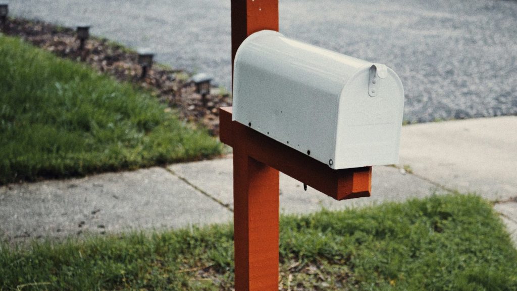 gray metal mail box